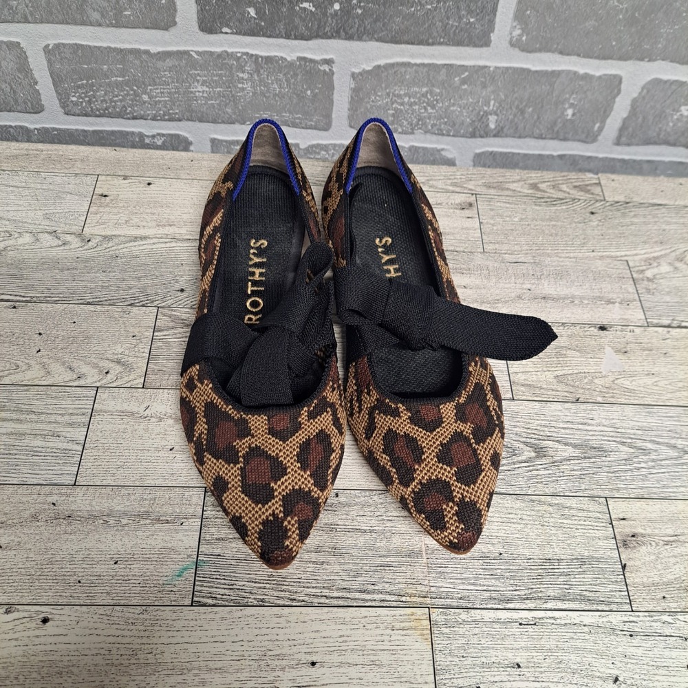 Rothy's The‎ Point Leopard Womens Size 7  Pointed Toe Ballet Flats Animal Print